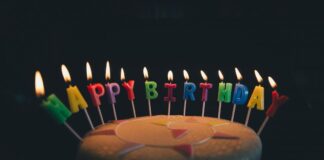 Happy Birthday, Geburtstagskerzen, Kuchen
