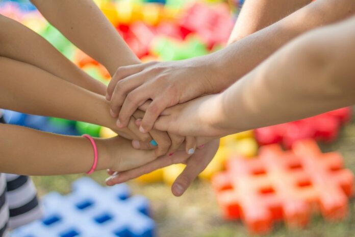 Kinder, Spielen, Hände