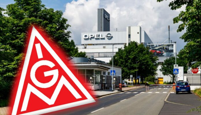 IG Metall Logo mit Opelwerk