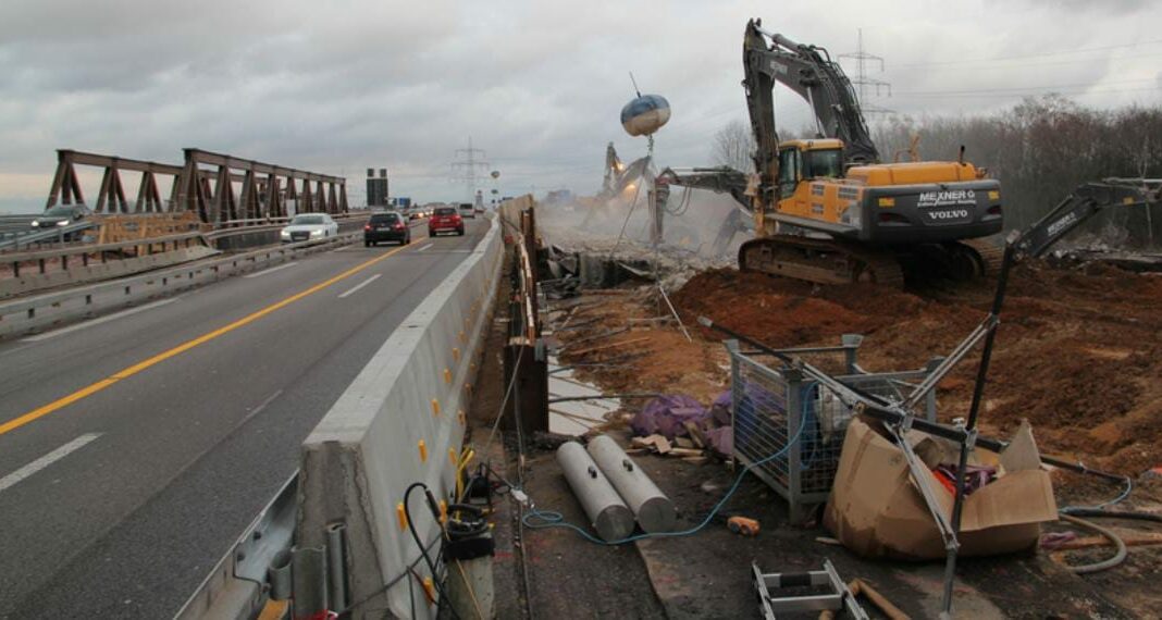 Autobahnbaustelle , Kreuz Mainz Süd