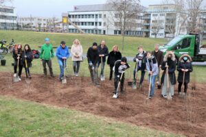 Schüler der igs sophie sondhelm pflanzen wildkräuterhecke im bürgerpark bad kreuznach Pflanzen