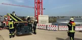 Drehleitereinsatz Feuerwehr Wiesbaden