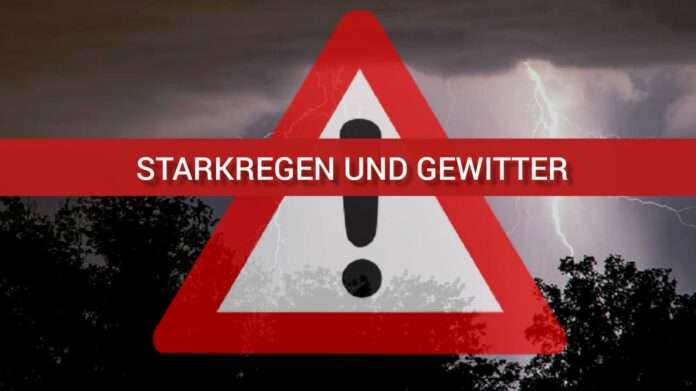 Warnung vor Starkregen und Gewitter