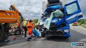 Vollsperrung a60 ingelheim: 25-tonner kracht in absperrung Image 365466