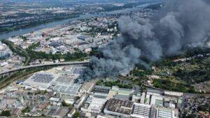 Industriebrand mainz, luftbild