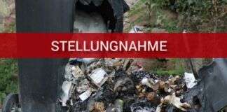 abgebrannte Mülltonne mit Medikamenten in Mainz