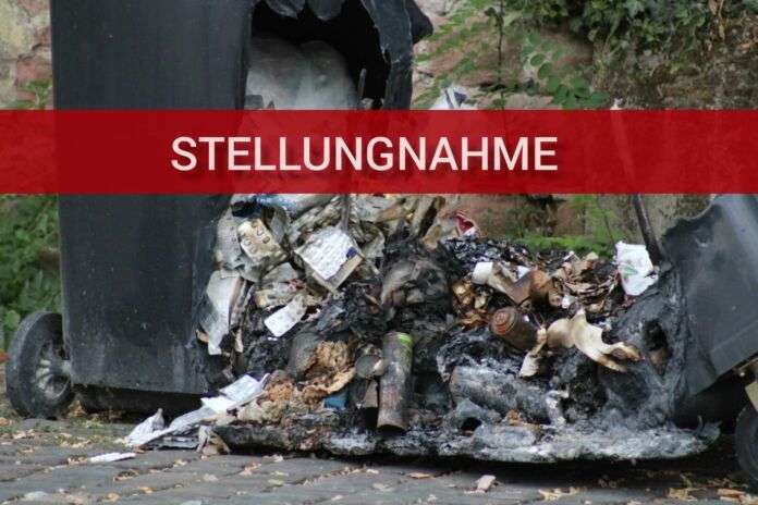 abgebrannte Mülltonne mit Medikamenten in Mainz