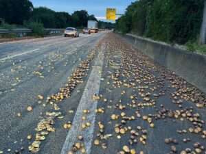 Kartoffeln auf der b9 sorgten für stundenlange vollsperrung Kartoffeln auf der b9 sorgten für stundenlange vollsperrung