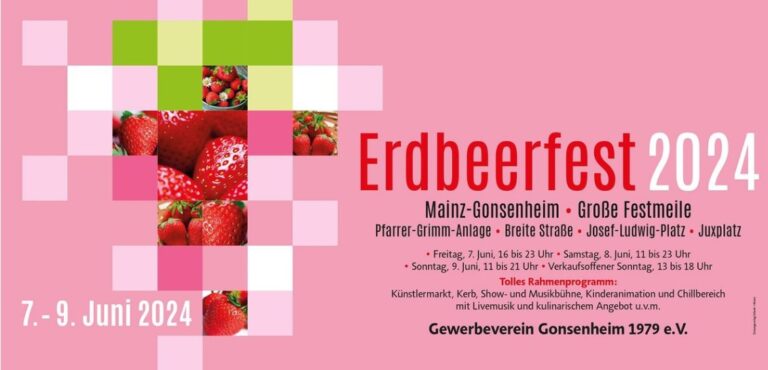 Erdbeerfest in Mainz-Gonsenheim mit Fahrgeschäften am Juxplatz