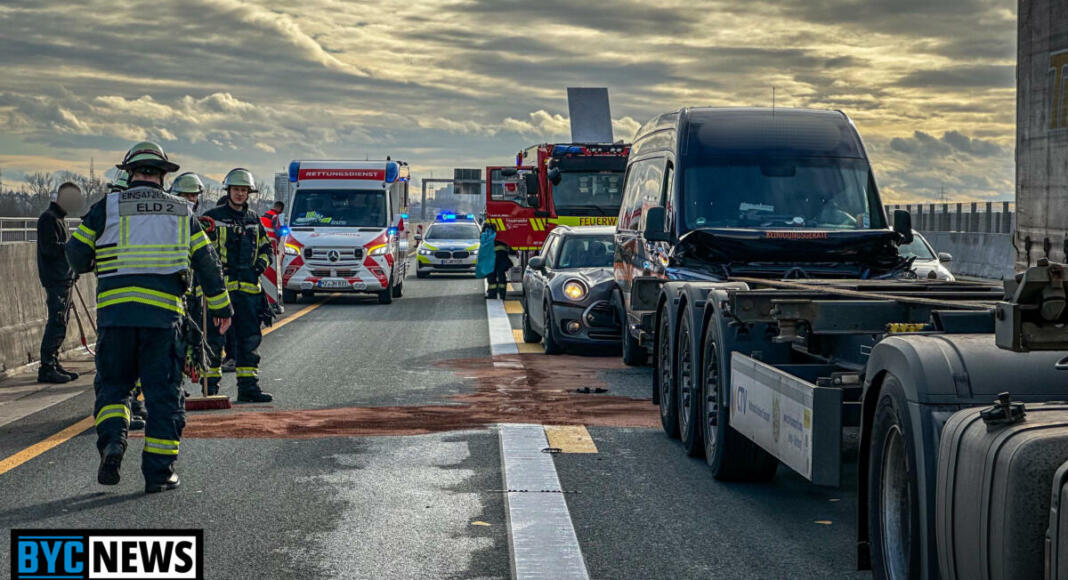 Unfall auf der A643 bei Wiesbaden