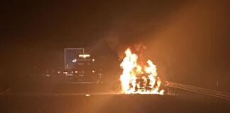 PKW-Brand auf der A63