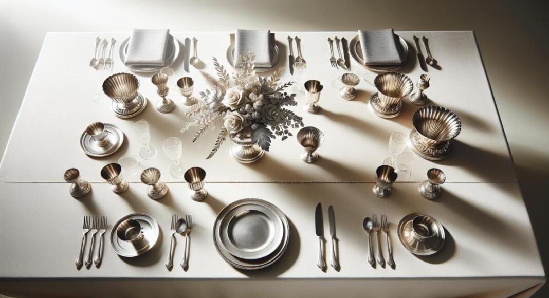Silberbecher, Tischgedeck, Bildquelle: AI
