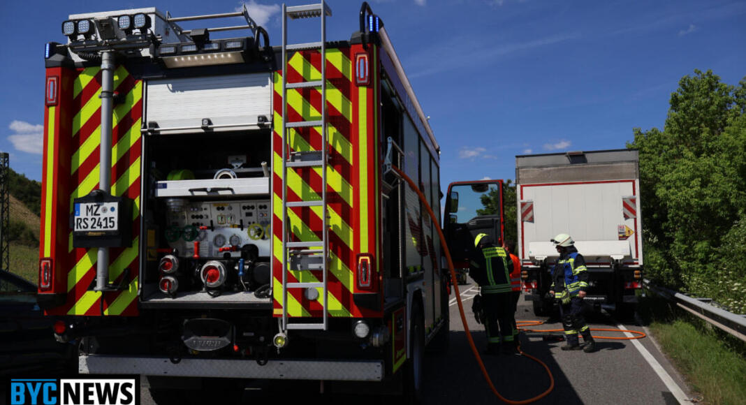 Fahrzeugbrand auf der B9 zwischen nierstein und Nackenheim | Foto: BYC-News