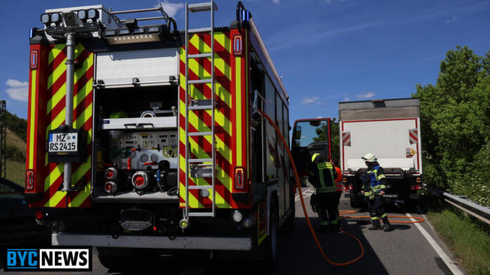 Fahrzeugbrand auf der B9 zwischen nierstein und Nackenheim | Foto: BYC-News