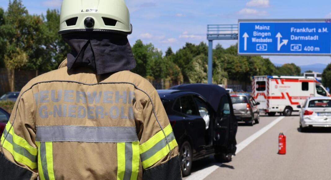 Unfall au der A63 zwischen Klein-Winternheim und Mainz