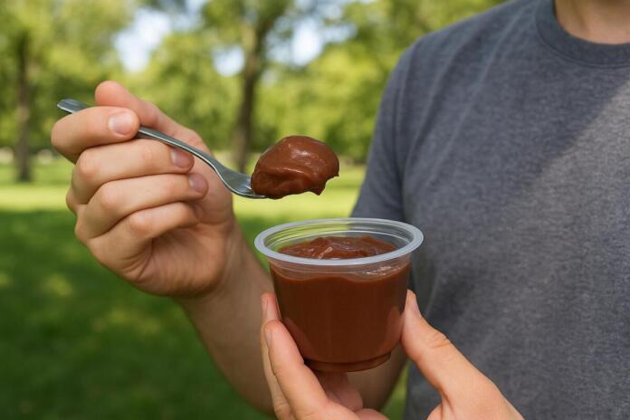 Pudding mit Gabel
