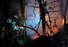 Gartenhütte in Rüdesheim vollständig ausgebrannt Foto: Feuerwehr VG Rüdesheim