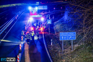 Sperrung der a60 bei mainz-hechtsheim am montagabend