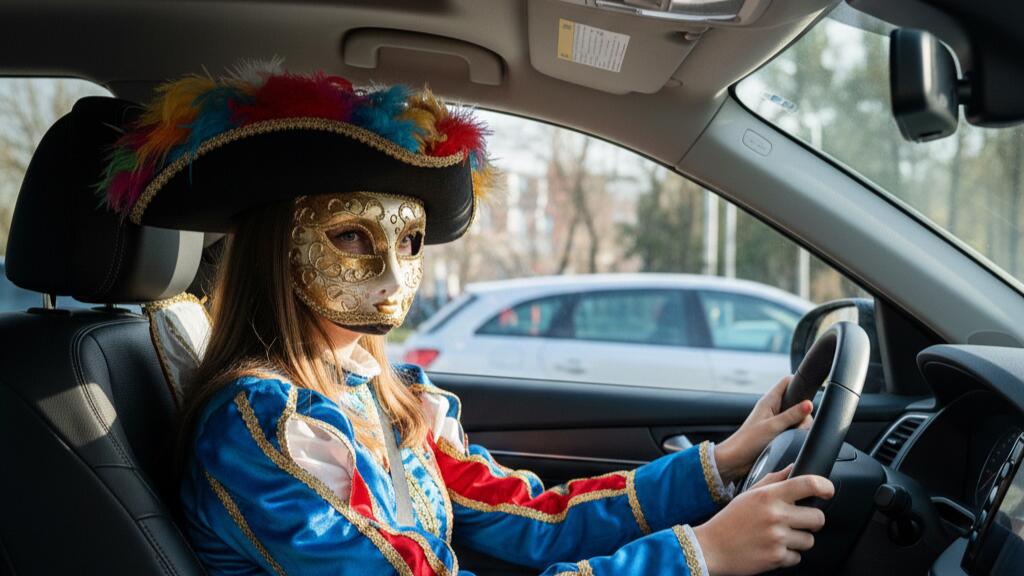 Kostümiert am Steuer