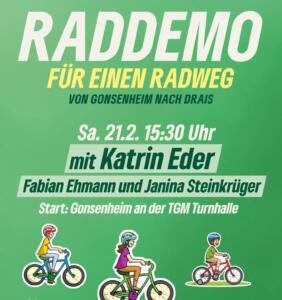 Raddemo für den sicheren radweg von gonsenheim nach drais