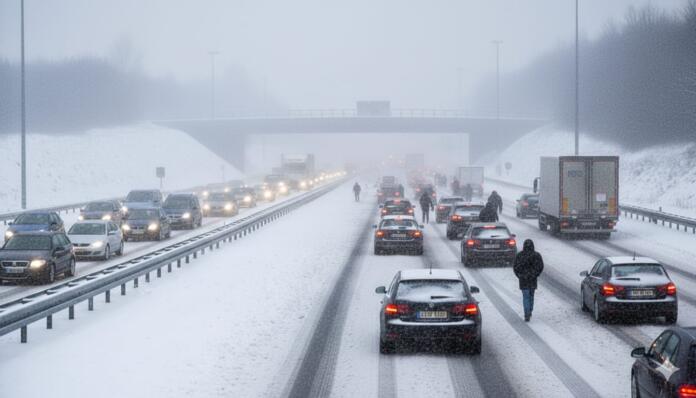 Schnee-Chaos in Wiesbaden