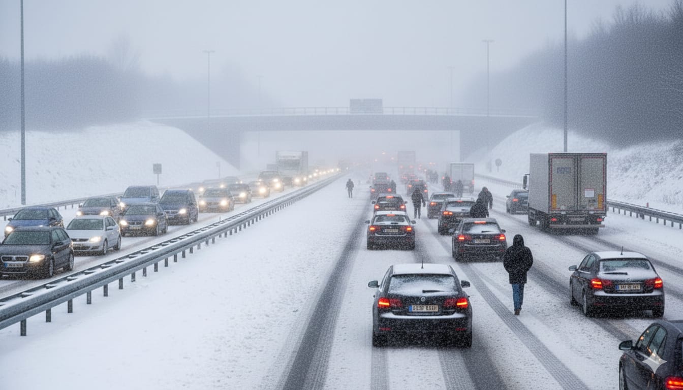 Schnee-Chaos in Wiesbaden
