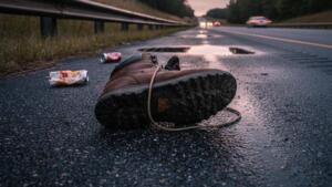 Warum liegen immer wieder einzelne schuhe auf der a60? Schuhe auf der a60