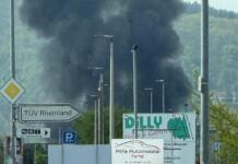 Schwarze Rauchwolke über Bad Kreuznach Brand in Bad Kreuznach