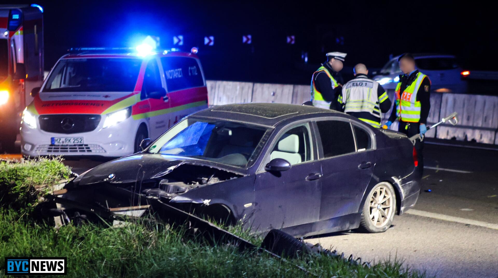 Vollsperrung auf der A60 bei Mainz: Schwerer Unfall mit BMW