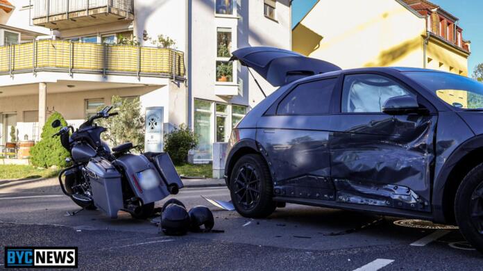 Unfall in Mainz-Mombach: Schwerer Crash zwischen Harley und Hyundai