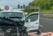 Unfall auf der A60 bei Mainz: Vollsperrung nach Kollision am Tunnel Unfall auf der A60 bei Mainz: Vollsperrung nach Kollision am Tunnel