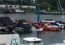 Großeinsatz wegen sinkendem Sportboot im Schiersteiner Hafen Schiersteiner Hafen