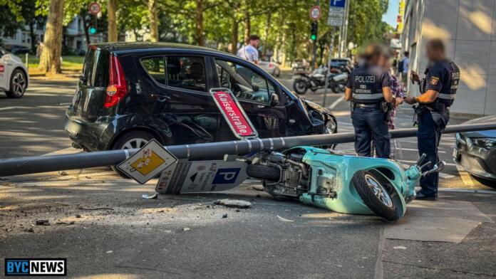 Kurioser Unfall in der Mainzer Innenstadt: Senior löst teure Kettenreaktion aus
