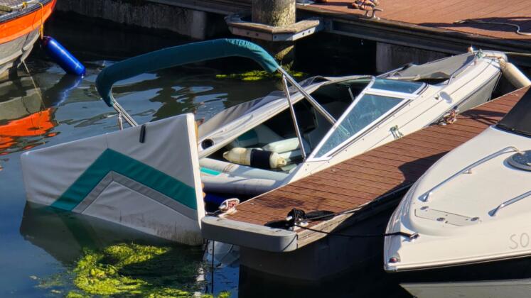 Sportboot im zollhafen mainz gekentert | foto: byc-news | thorsten l&uuml;ttringhaus