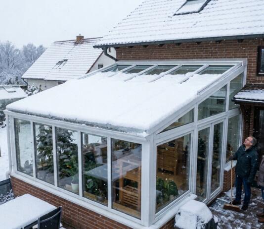 Wintergarten, Schnee, Bild: KI-generiert