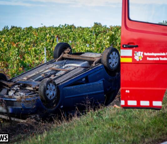 Unfall auf der L414 bei Wörrstadt: Vollsperrung nach Überschlag
