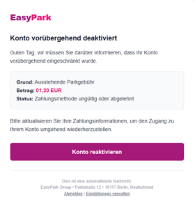 Screenshot fake-mail